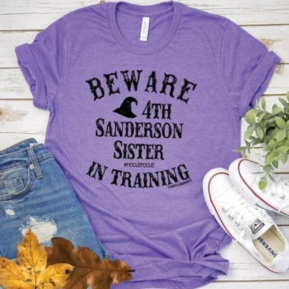 NEW Hocus Pocus Purple Halloween Tee Shirt T-Shirt Sanderson Sister in Training - Picture 1 of 1